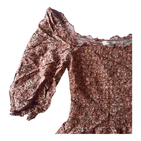 Max Studio Pink and Orange Puff Sleeve Peplum Blouse - Picture 3 of 3